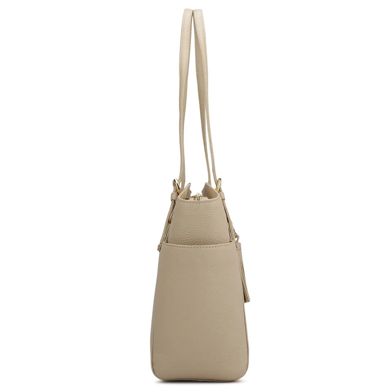 Da Milano Dove Medium Wax Leather Shoulder Bag - Dove for Women | Best Price UAE